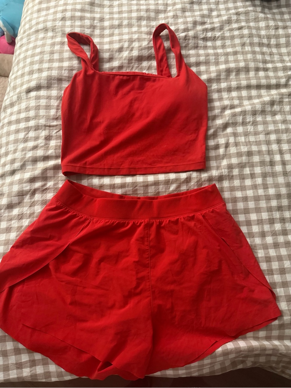 CRZ YOGA Red Women's Athletic Crop Top & Shorts Set - Picture 2 of 4